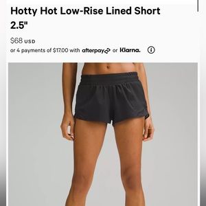 Lululemon Hotty Hot Low Rise Shorts 2.5” Size 4
